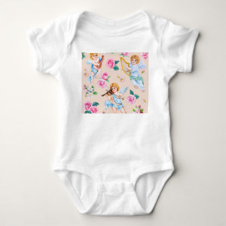 Angelic Florals: Vintage Cupid Pattern Baby Bodysuit