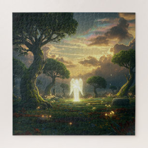Angelic Ghostly Spirit in Otherworldly Garden Jigsaw Puzzle