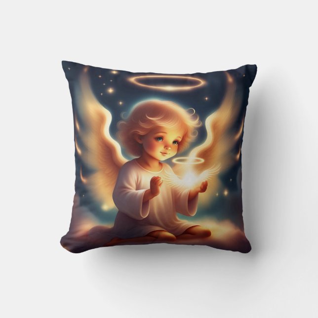 Angelic Glow Throw Pillow (Front)