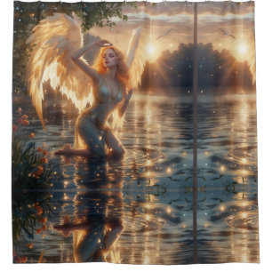 "Angelic Grace at Sunrise" Shower Curtain