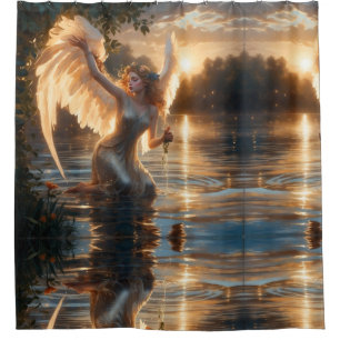 "Angelic Grace at Sunrise" Shower Curtain