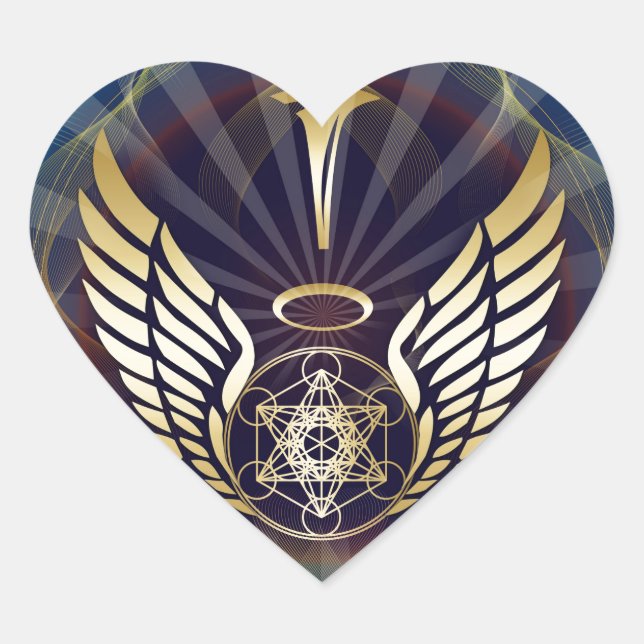Angelic- Merkaba-Metatron cube Heart Sticker (Front)