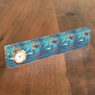 Angelic Mermaid Swimming With Dolphins, Nameplate