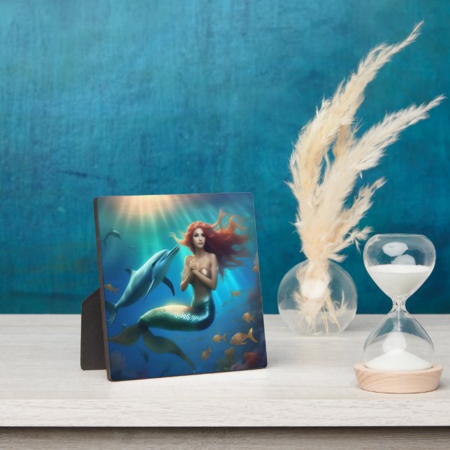 Angelic Mermaid Swimming With Dolphins, Plaque (Insitu)
