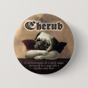 Angelic Pug Cherub Gift Items 2 Inch Round Button