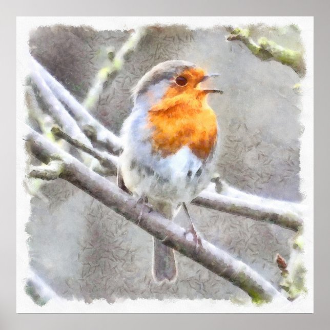 Angelic Robin Watercolor Poster (Front)