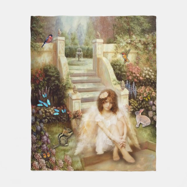 Angelic Serenity Garden Fleece Blankets (Front)