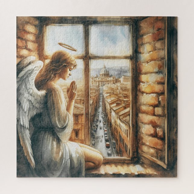 Angelic Serenity: Guardian of Old Town's Streets Jigsaw Puzzle (Vertical)
