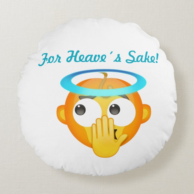 Angelic Surprise emoji Round Pillow (Front)