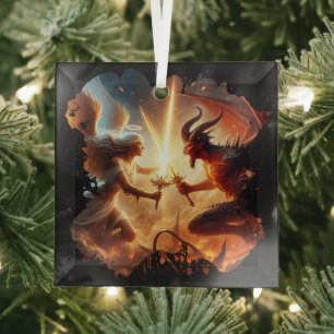 Angelic vs Demonic Force Glass Ornament