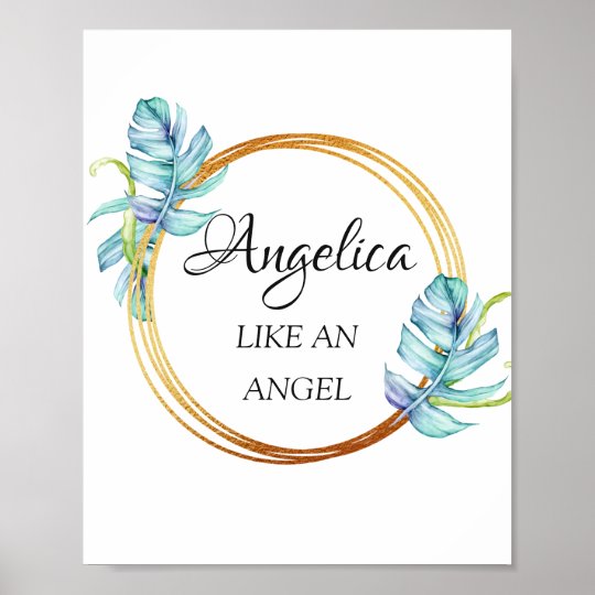 angelica-name-meaning-floral-golden-frame-poster-zazzle-ca