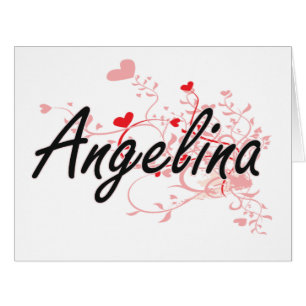 Angelina Artistic Name Design with Hearts