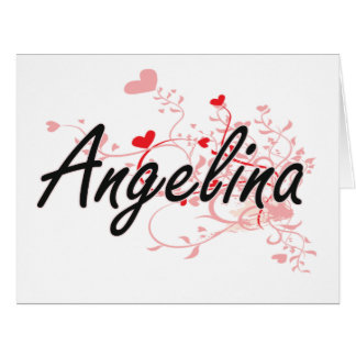 Angelina Artistic Name Design with Hearts