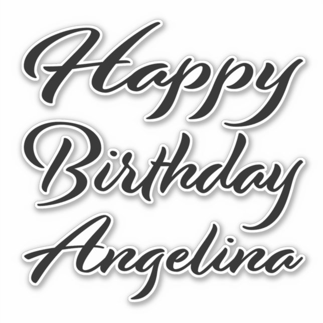 Angelina name first name black Sticker birthday (Front)