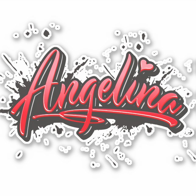 Angelina red Heart Graffiti Autocollants (Devant)