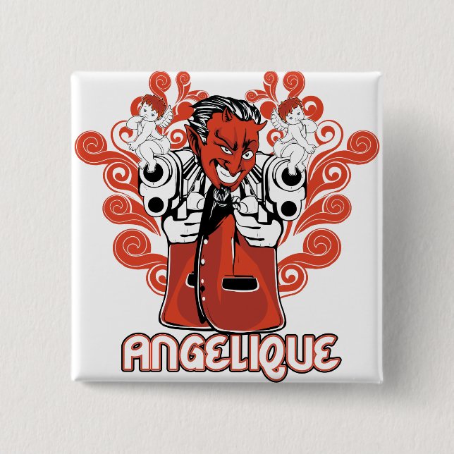angelique black 2 inch square button (Front)