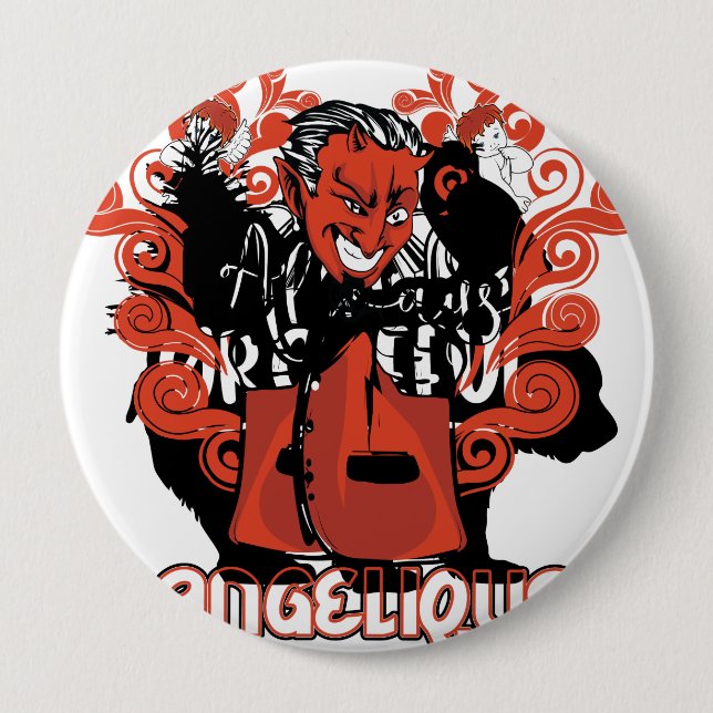 angelique black 4 inch round button (Front)
