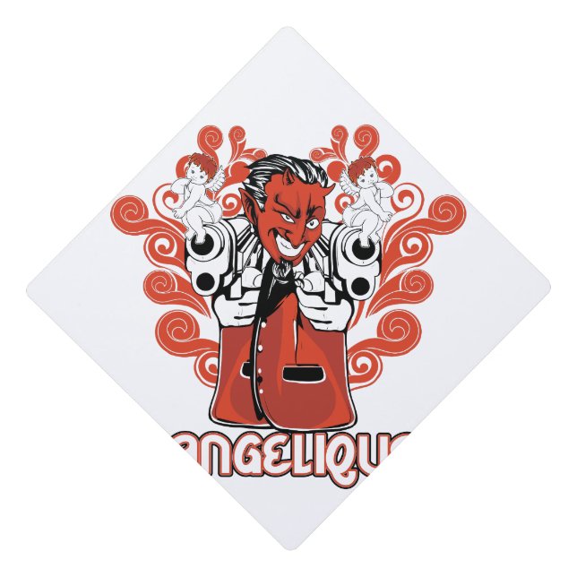 angelique black graduation cap topper (Front)