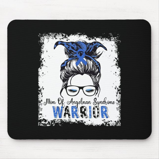Angelman Syndrome Awareness Mom Warrior Blue Ribbo Mouse Pad (Front)