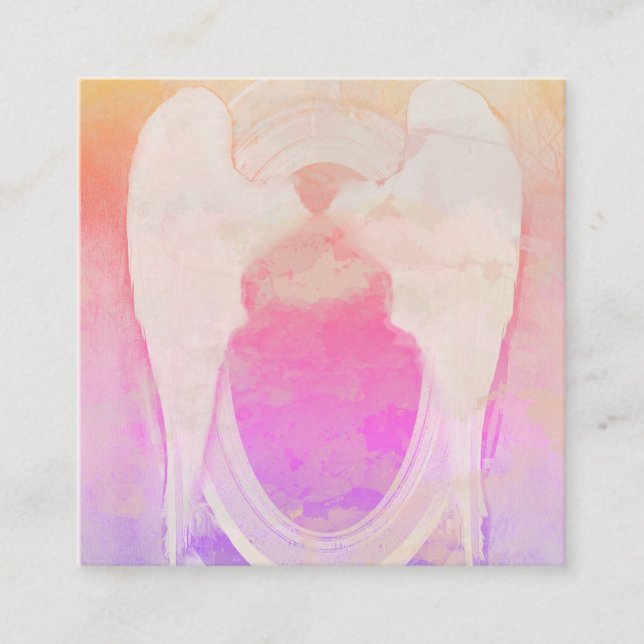 Angels ailes violet Cartes de visite d'aquarelle (Devant)