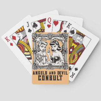 Angels and demons consult playing cards