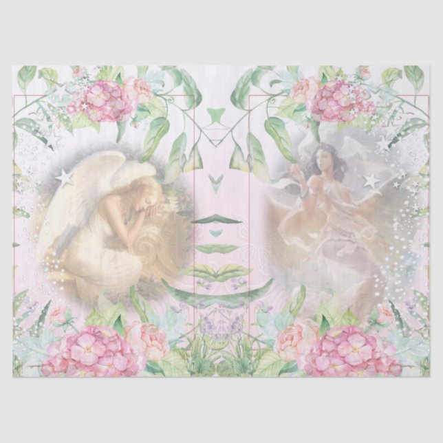 Angels and Flowers Decoupage Tissue Paper (Front)