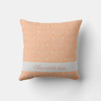 Angels and hearts Sweet little baby peach pattern Throw Pillow
