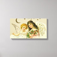 Angels and holly vintage festive