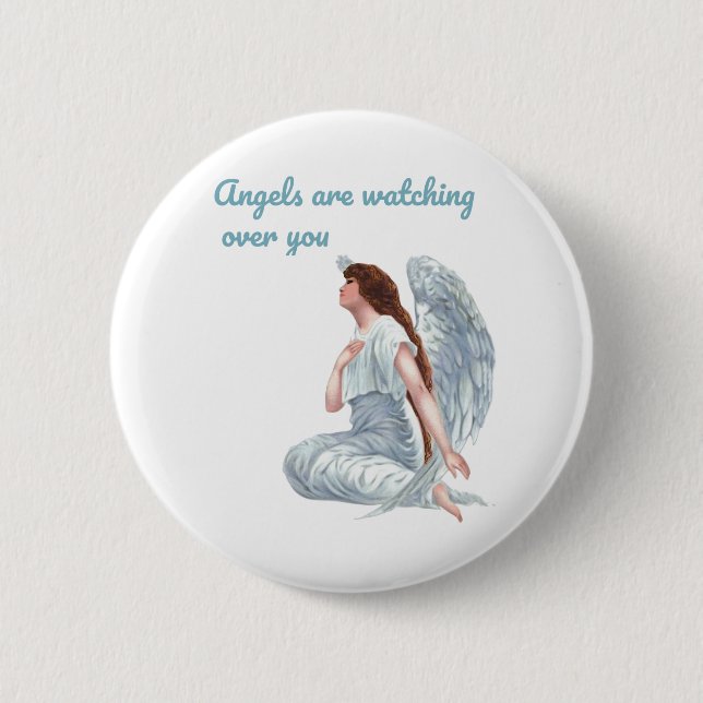 Angels are watching over you Christian Message 2 Inch Round Button (Front)