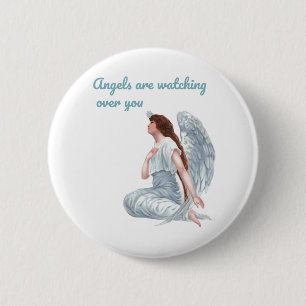 Angels are watching over you Christian Message 2 Inch Round Button
