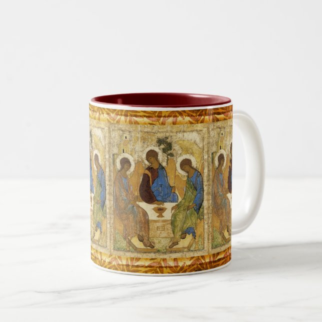 Angels At Mamre Trinity Two-Tone Coffee Mug (Front Right)
