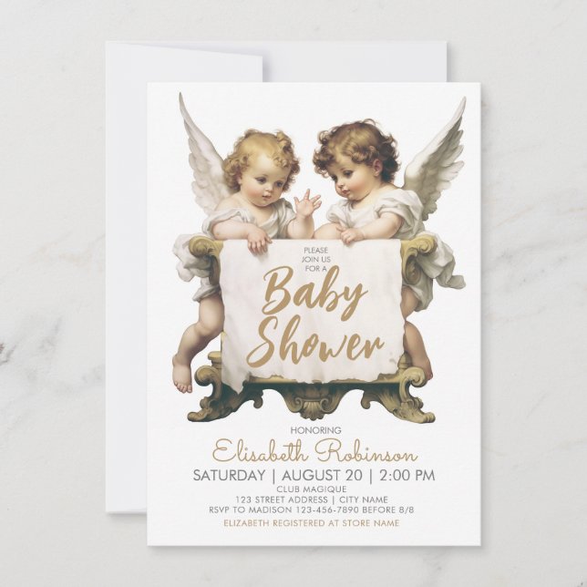 Angels Baby Shower Personalized Invitation (Front)