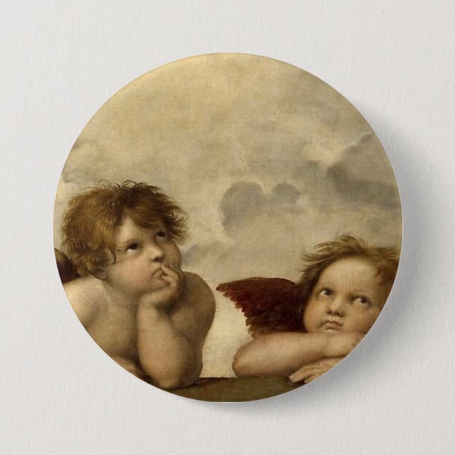Angels Cherubs Raphael Santi Sistine Madonna Sweet 3 Inch Round Button (Front)