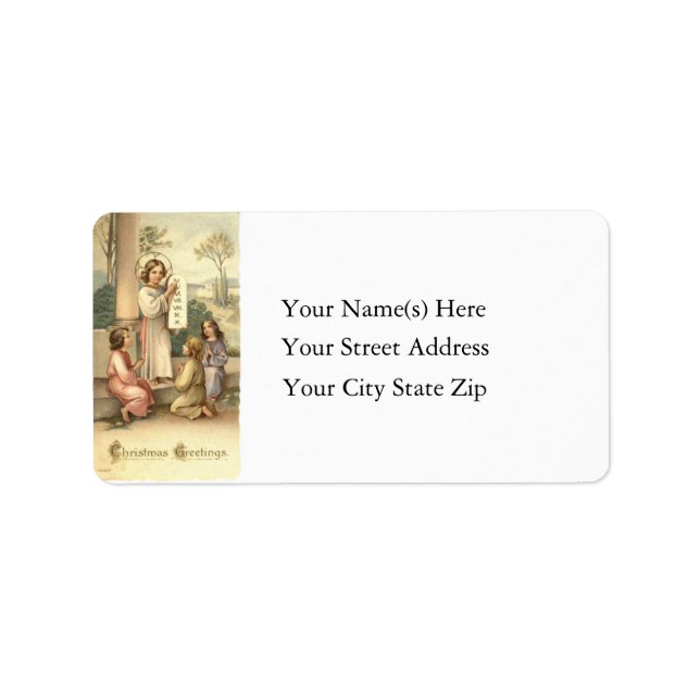 Angel's Christmas Greetings Vintage Address Label (Front)