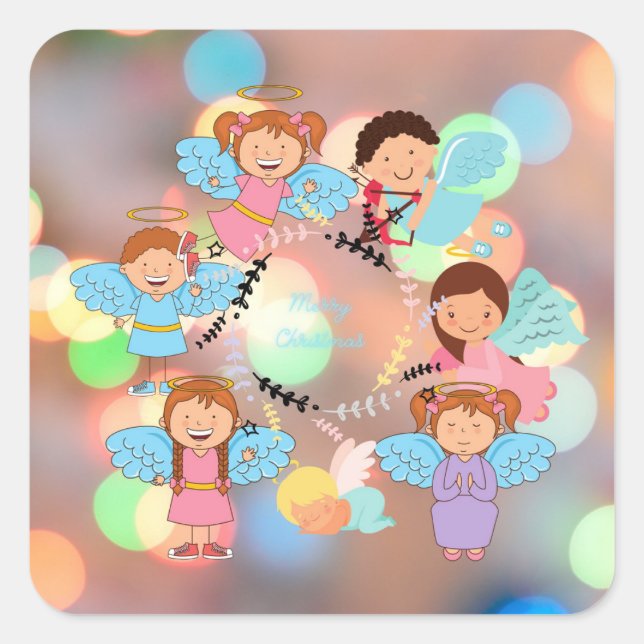 Angels Christmas Square Sticker (Front)