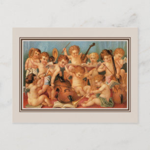 Angels, cute Victorian cupids orchestra Postcard