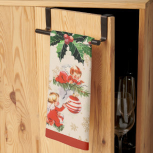 Angels Decorating the Christmas Tree Kitchen Towel