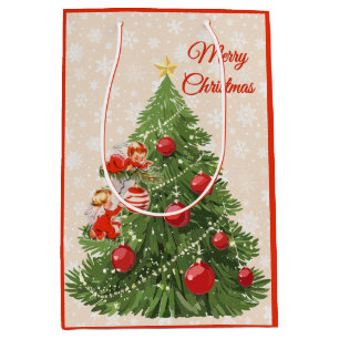 Angels Decorating the Christmas Tree Medium Gift Bag