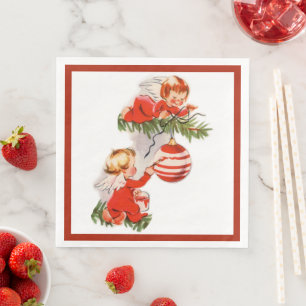 Angels Decorating the Christmas Tree Napkin