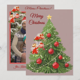 Angels Decorating the Tree Simple Holiday Card