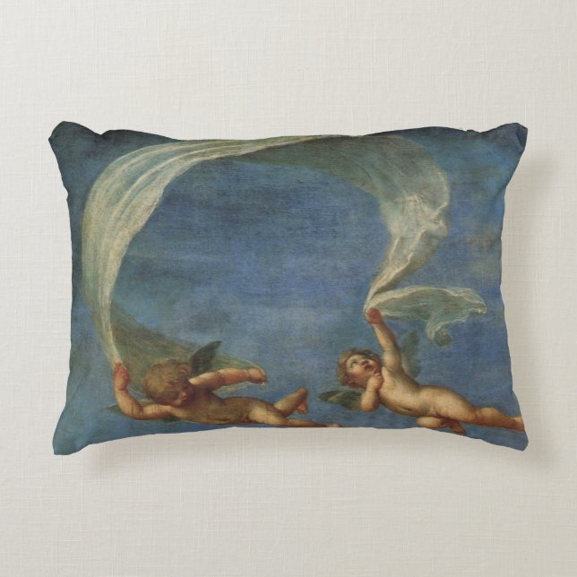 Angels Detail from Adonis Led by Cupids by Albani Decorative Pillow (Front)