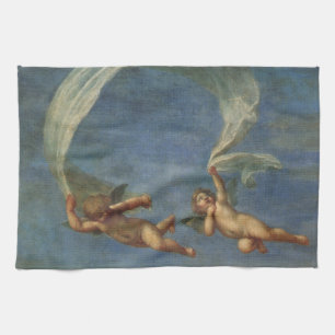 Angels Detail from Adonis Led by Cupids by Albani Kitchen Towel