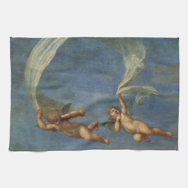 Angels Detail from Adonis Led by Cupids by Albani Kitchen Towel (Horizontal)