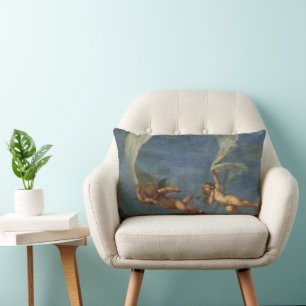 Angels Detail from Adonis Led by Cupids by Albani Lumbar Pillow