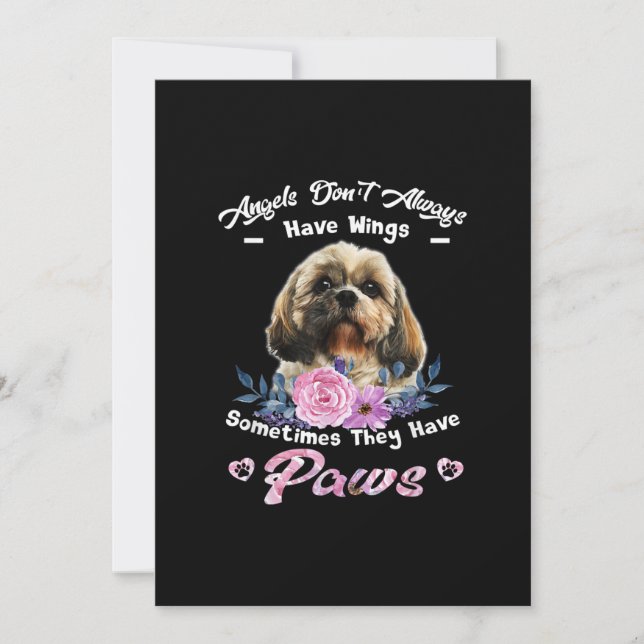 Angels Don't Always Have Wings Shih Tzu Thank You Card (Front)