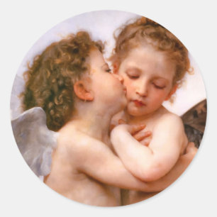 Angels First Kiss, Bouguereau Classic Round Sticker