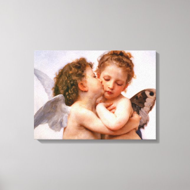 Angels First Kiss, Bouguereau Fine Art Canvas Print (Front)