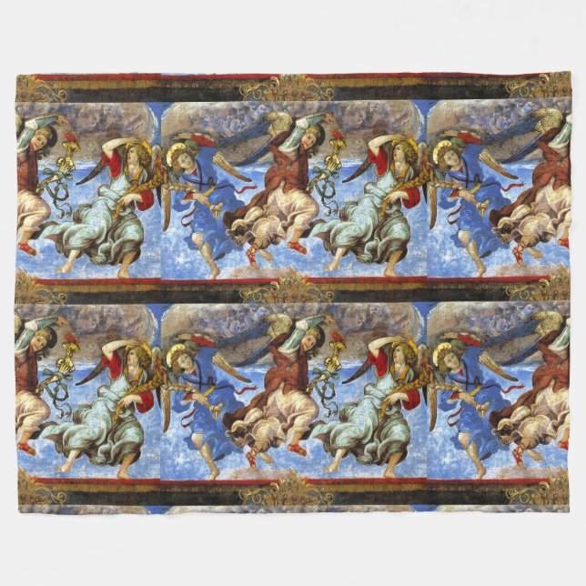 Angels From Assumption and Annunciation by Lippi Fleece Blanket (Front (Horizontal))