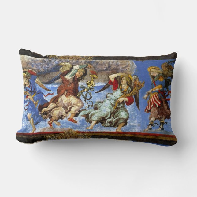  Angels From Assumption and Annunciation by Lippi Lumbar Pillow (Front)