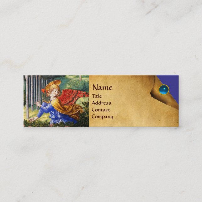 Angels Gathering Flowers in a Heavenly Landscape Mini Business Card (Front)